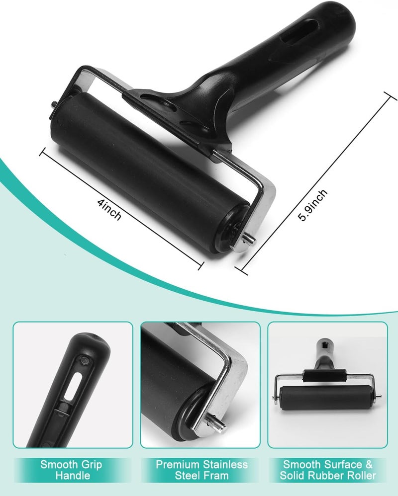 UCEC 7 Pack Linocut Block Printing Kit – Includes 5 Soft 4" x 6" Linoleum Blocks and Lino Cutting Tools with 6 Blades Universal Size, 4’’ Brayer Roller, Complete Rubber Stamp Carving Kit for Beginner - Image 5
